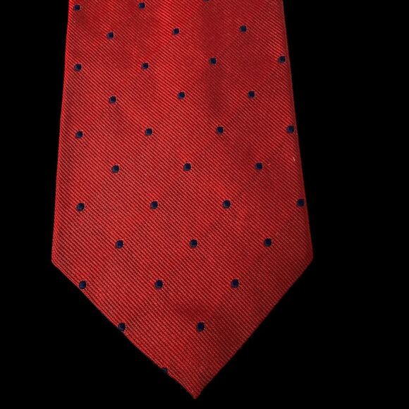 Vintage Brooks Brothers Tie Red/Blue Polka Dot Woven England Made USA Silk. 57” - Picture 11 of 16